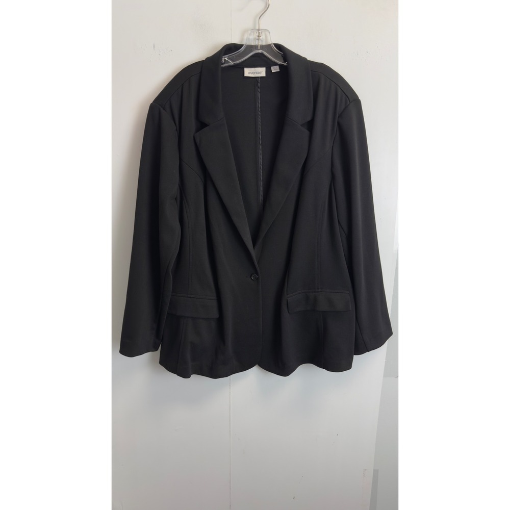 Avenue Black Ponte Knit Blazer Jacket Plus Size 30/32 Professional Workwear